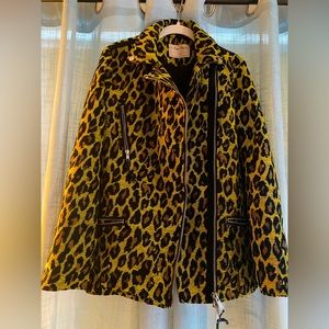 We the Free People Yellow Leopard Femme Fatale Moto Jacket